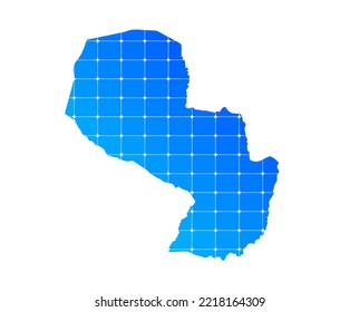 Colorful blue gradient bricks texture map of country Paraguay isolated on white background - vector illustration