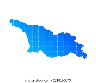 Mapa de textura de ladrillos de gradiente azul colorido del país Georgia aislado en fondo blanco - ilustración vectorial