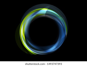 Colorful blue and green glowing abstract circular logo background. Vector modern ring corporate design