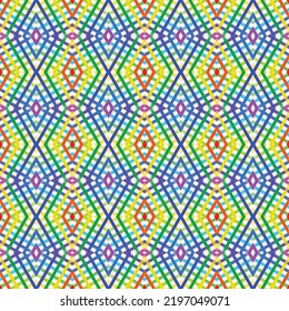 colorful blue, green and yellow  line star and flower shape seamless pattern background, abstract ethnic and fabric modern element.