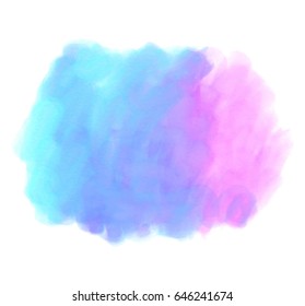Colorful blue indigo violet pink hand drawn paper texture isolated vector splash on white background for web, label, text design. Aquarelle wet brush paint bright color shape element for print, card 