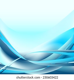 Colorful blue light abstract waves on isolated background