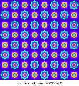 Colorful blue Mexican pattern