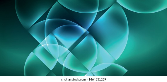 Colorful blue neon shape round triangle in modern style on light background. Dark space, futuristic technology template. Led neon lamp. Glowing blue neon effect.