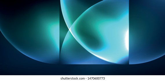 Colorful blue neon shape round triangle in modern style on light background. Dark space, futuristic technology template. Led neon lamp. Glowing blue neon effect.