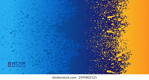 Colorful blue, orange and yellow paint splashes background. RGB EPS 10 vector illustration