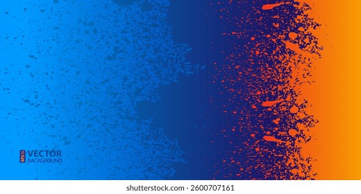 Colorful blue, orange and yellow paint splashes background. RGB EPS 10 vector illustration