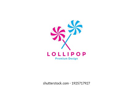 colorido azul y rosa lollipop caramelo logo diseño vectorial ilustración de símbolo