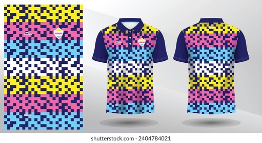 colorful blue pink and yellow polo sport sublimation jersey template