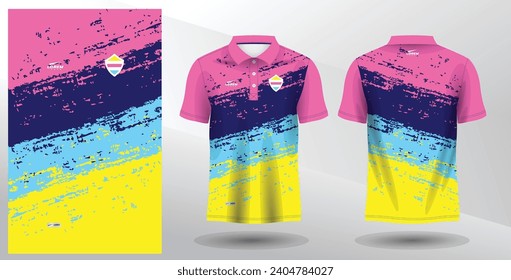 colorful blue pink and yellow polo sport sublimation jersey template