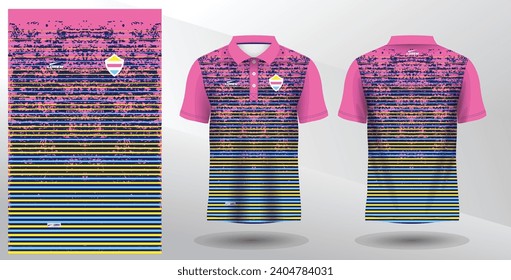 colorful blue pink and yellow polo sport sublimation jersey template