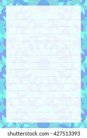 Colorful blue postcard of flowers with line