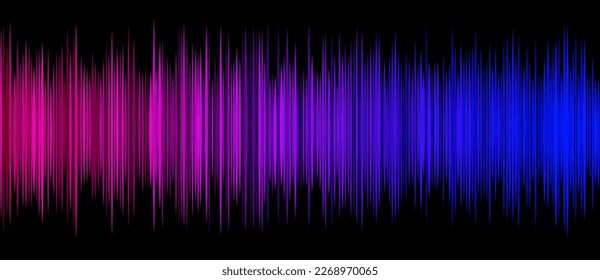 Colorful blue and purple colors gradient with vertical stripes. Vector illustration with random lines on black background.