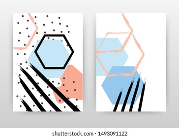 Colorful blue, red black hexagon shape design for annual report, brochure, flyer, poster. Abstract background vector illustration for flyer, leaflet, poster. Business abstract A4 brochure template.