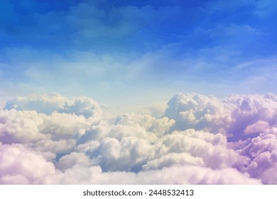 A colorful blue sky with a cloud wave middle. The sky is filled with different colors and the lightning bolt is white background