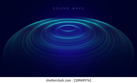 Colorful Blue Sound Wave Ripple Digital Equalizer Design. Big Data Audio Visualization. Digital Water Drop Waves Concept. Vector Illustration. Audio Track Particles Ripple Wave Effect.