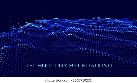 Colorful Blue Sound Wave Ripple Digital Equalizer Design. Big Data Audio Visualization. Digital Water Drop Waves Concept. Vector Illustration. Audio Track Particles Ripple Wave Effect.