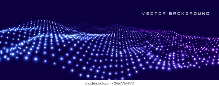 Colorful Blue Sound Wave Ripple Digital Equalizer Design. Big Data Audio Visualization. Digital Water Drop Waves Concept. Vector Illustration. Audio Track Particles Ripple Wave Effect.