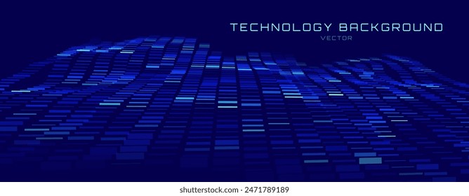 Colorful Blue Sound Wave Ripple Digital Equalizer Design. Big Data Audio Visualization. Digital Water Drop Waves Concept. Vector Illustration. Audio Track Particles Ripple Wave Effect.