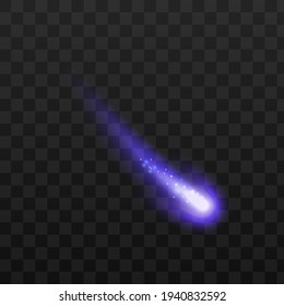 Colorful blue space meteor, comet, meteorite or asteroid with light sparkles.