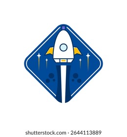 Diseño de Vector de cohete de estilo azul colorido