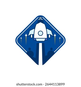 colorful blue style rocket vector design