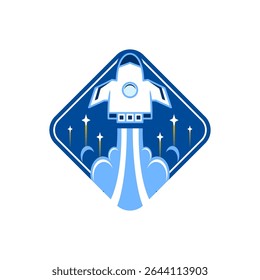colorful blue style rocket vector design