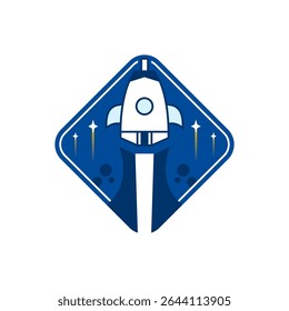 colorful blue style rocket vector design