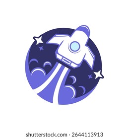 Diseño de Vector de cohete de estilo azul colorido