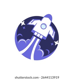 colorful blue style rocket vector design