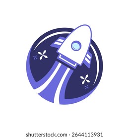 colorful blue style rocket vector design