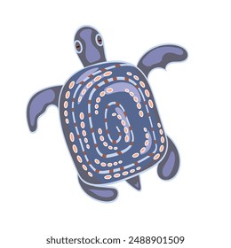 Colorful blue turtle. Vector illustration. Sea creature in cartoon design. Water animal with a shell