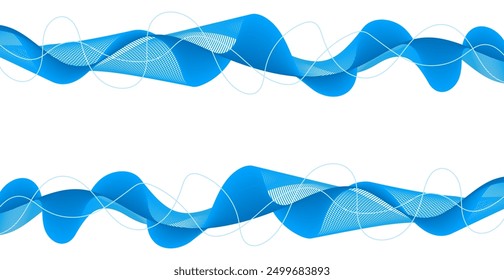 Colorful Blue Wave Lines Pattern Abstract Background. Modern Banner. Wallpaper. Frame. Vector Illustration