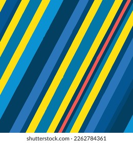 Colorful Blue Yellow Pattern With Diagonal Lines And Small Breakouts Vector Background Style. Handmade vector art.