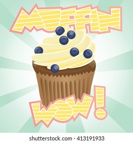 Colorful Blueberry Cupcake
