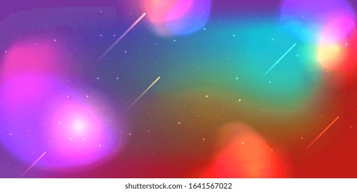 Colorful blurred background. Abstract modern and futuristic space. Fantasy galaxy with stars and lights.