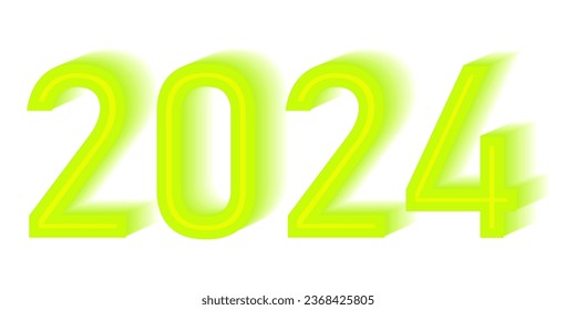 Colorful blurred calligraphic design. new year, christmas concept. blurred bright date 2024. Vector illustration