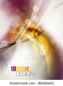 Colorful blurred elegant background transparent bent lines and bokeh elements eps10 vector design