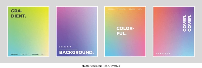 Colorful blurred gradient background set. Vibrant color gradation backdrop template bundle. Suitable for poster, cover, banner, presentation, or social media post.