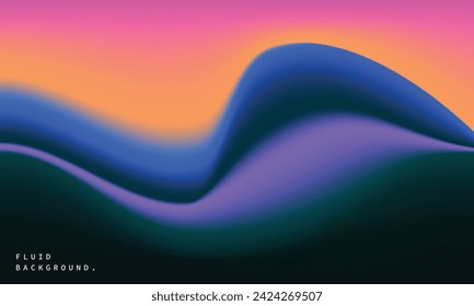 Colorful and blurred gradient mesh background. Abstract wavy color gradation backdrop. Liquid lines design for poster, presentation, banner, cover, leaflet, pamphlet, or catalog.