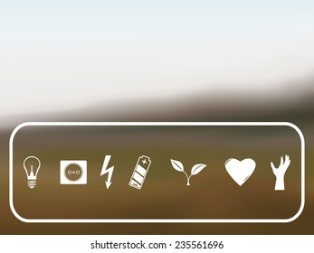 Colorful blurry vector background with icons