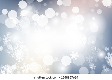Colorful blury glowing background. Vector holiday banner with lights and bokeh texture. Winter seasonal soft backdrop.