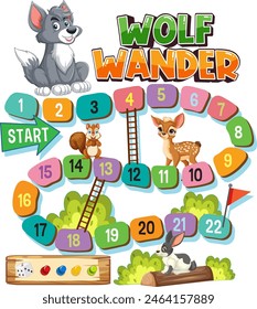 Colorful board game with animals and ladders