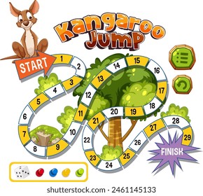 Colorful board game design with kangaroo theme