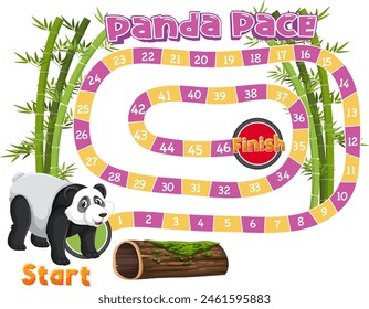 Colorful board game with panda and bamboo theme