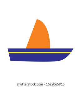 Colorful boat vector illustration on isolated background.