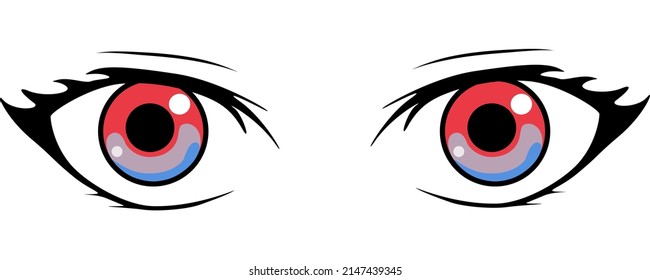 Colorful boho eyes collection isolated on white, modern design, Cartoon woman eyes and eyebrows with lashes. Isolated vector illustration. Can be used for T-shirt print, tattoo color concept.