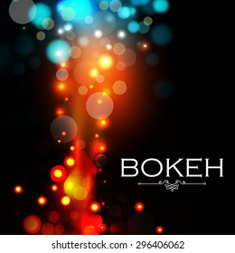 Colorful bokeh background. Fire & electric design. Neon vector illustration