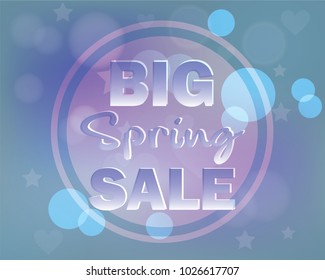colorful bokeh background with spring sale label, greeting card sale, vector