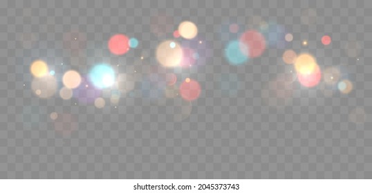 Colorful bokeh lights background. Blurred circle shapes. Vector illustration